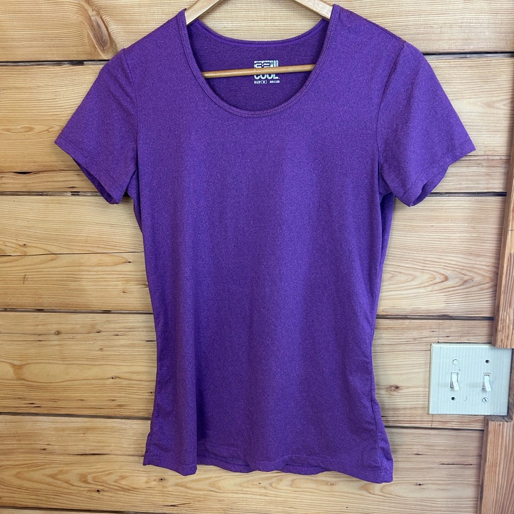 Purple Space Dye Scoop Neck Short Sleeve Athletic Tee Womens Medium 32 Degrees
